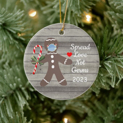Cute Covid Gingerbread Man Christmas 2023 Ceramic Ornament