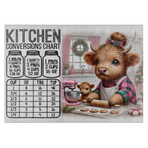 Cute Cow and Baby Conversion Chart Cutting Board