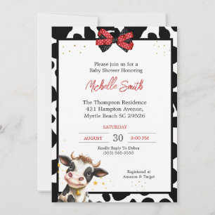 Cute Cow and Cow Print Baby Shower Invitations