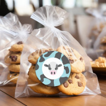 Cute Cow and Milk and Cookies Blue Baby Shower