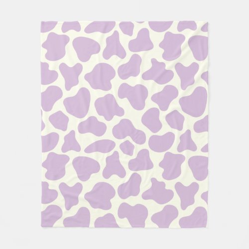 Cute Cow Animal Print Pattern Aesthetic Lilac  Fleece Blanket