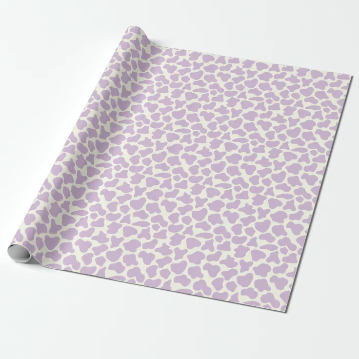 Cute Cow Animal Print Pattern Aesthetic Lilac Wrapping Paper | Zazzle