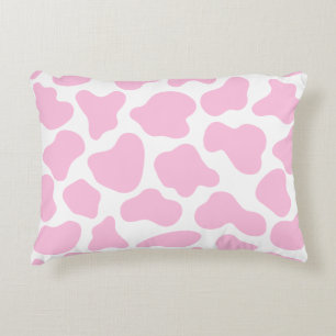 Cute Cow Animal Print Pattern Aesthetic Pink Accent Pillow