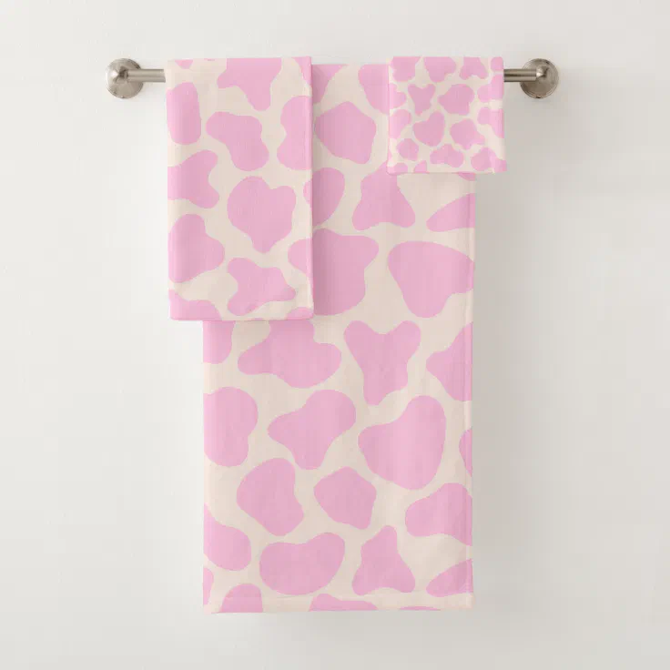 Cute Cow Animal Print Pattern Aesthetic Pink Bath Towel Set | Zazzle Cute Cow Animal Print Pattern Aesthetic Pink Bath Towel Set | Zazzle