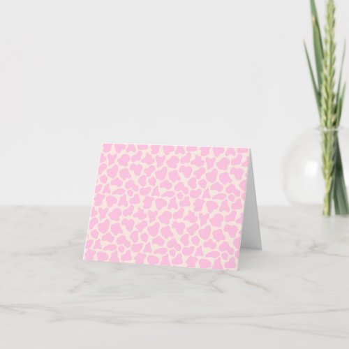 Cute Cow Animal Print Pattern Aesthetic Pink Thank You Card