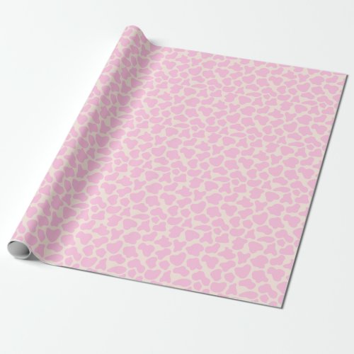 Cute Cow Animal Print Pattern Aesthetic Pink Wrapping Paper