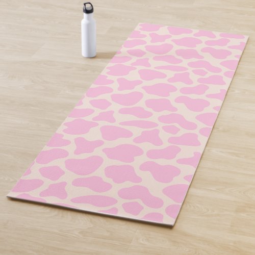 Cute Cow Animal Print Pattern Aesthetic Pink Yoga Mat