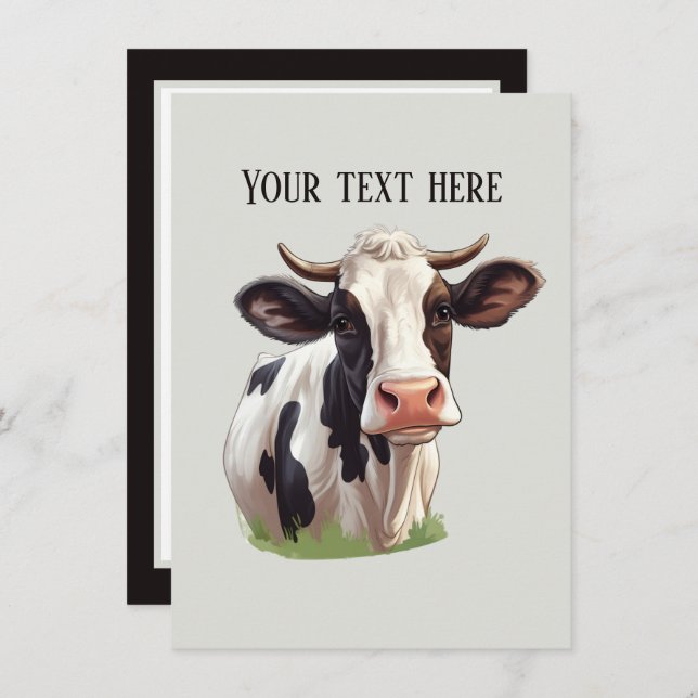 Cute cow any purpose add message  note card (Front/Back)