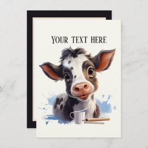 Cute cow any purpose add message note card