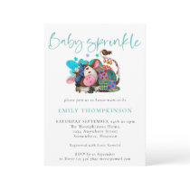 Cute Cow Asleep Farm Teal Baby Sprinkle  Invitation