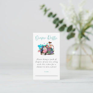 Cute Cow Asleep Teal Gender Neutral Diaper Raffle Enclosure Card