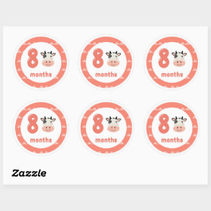 Cute Cow Baby Monthly Milestone Classic Round Sticker