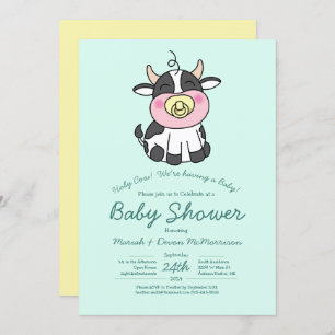 Cute Cow Baby Shower Kawaii Invitation