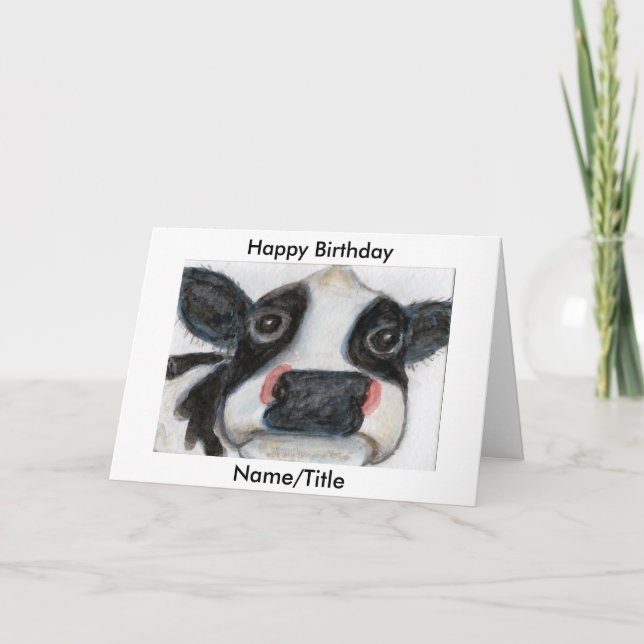 Cute Cow Birthday Greetings Card Personalise (Front)