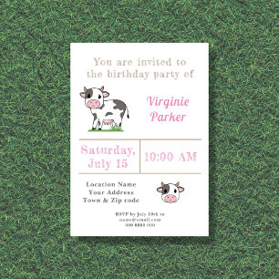 Cute Cow Birthday Invitation