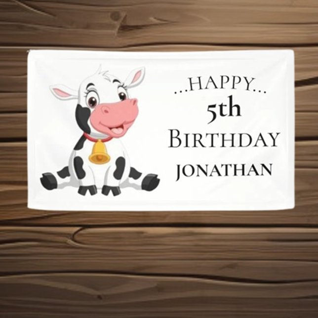   Cute Cow Birthday Party Banner (Bring joy and laughter to the party while creating unforgettable memories. Shop now for a delightful)