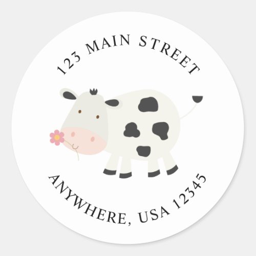 Cute Cow Birthday return address labels