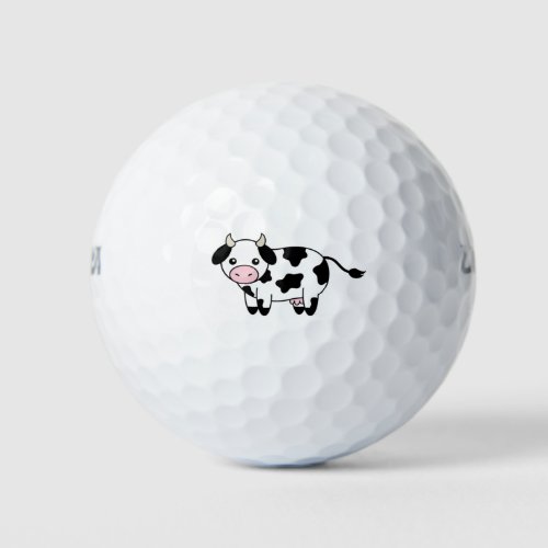 cute cow black white golf ball