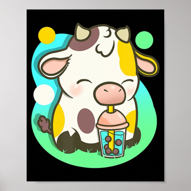 Black And White Kawaii Cartoon Cute Cow With Big Eyes Isolated On White  Background. Watercolor Hand Drawn Illustration Stock Photo, Picture and  Royalty Free Image. Image 135438929.