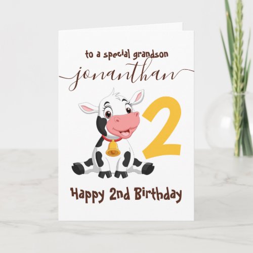 cute cow boy birthday card