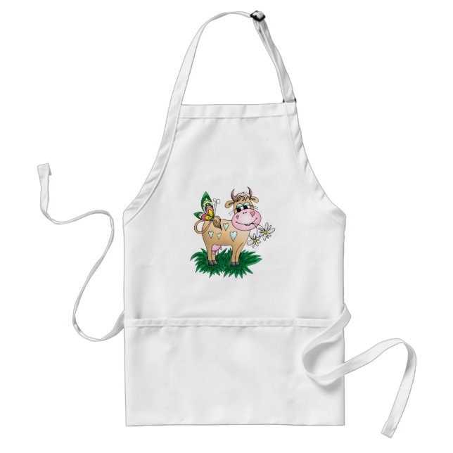 Cute Cow & Butterfly Adult Apron (Front)