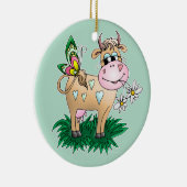 Cute Cow & Butterfly Ceramic Ornament (Right)
