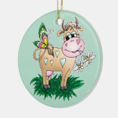 Cute Cow & Butterfly Ceramic Ornament (Left)