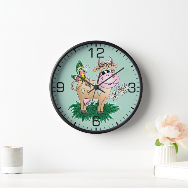 Cute Cow & Butterfly Clock (Home)