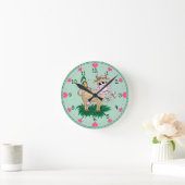 Cute Cow & Butterfly Hearts Round Clock (Home)