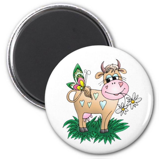 Cute Cow & Butterfly Magnet (Front)