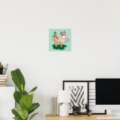 Cute Cow & Butterfly Poster (Home Office)