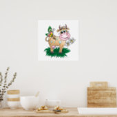 Cute Cow & Butterfly Poster Prints (Kitchen)
