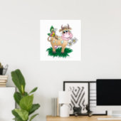 Cute Cow & Butterfly Poster Prints (Home Office)