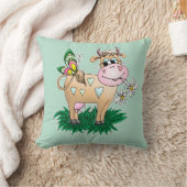 Cute Cow & Butterfly Throw Pillow (Blanket)