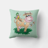 Cute Cow & Butterfly Throw Pillow (Back)