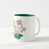 Cute Cow & Butterfly Two-Tone Coffee Mug (Front Right)