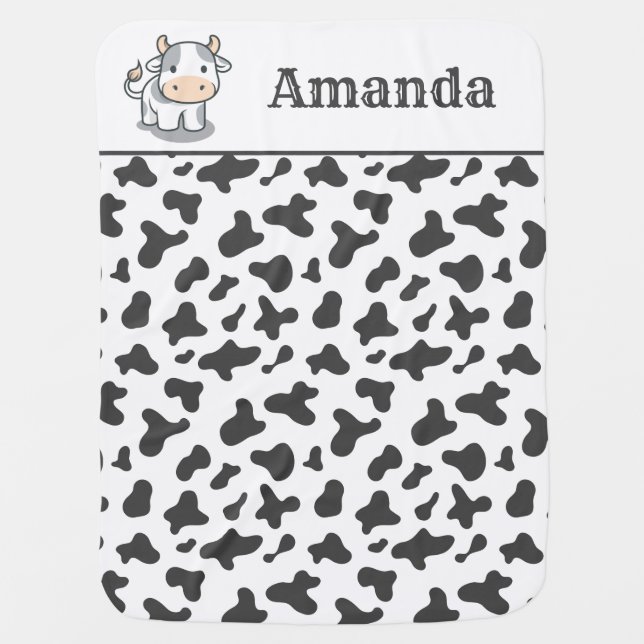 Cute Cow Calf and Spots Baby Blanket (Front)