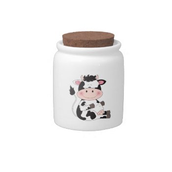 Cute Cow Cartoon Candy Jar by HeeHeeCreations at Zazzle