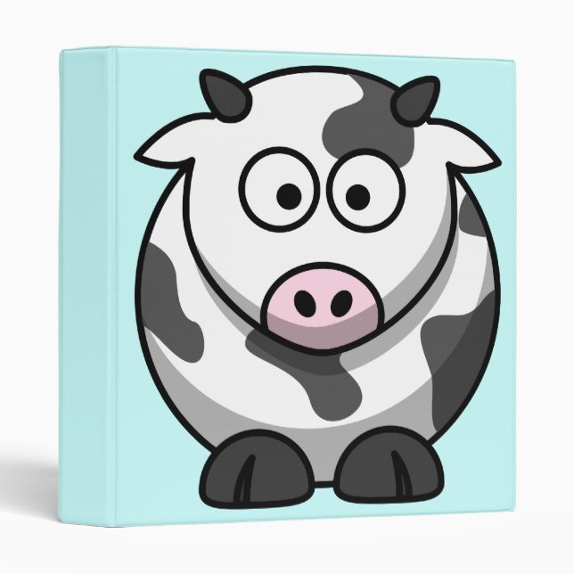 Cute Cow Cartoon Graphic 3 Ring Binder (Front/Spine)