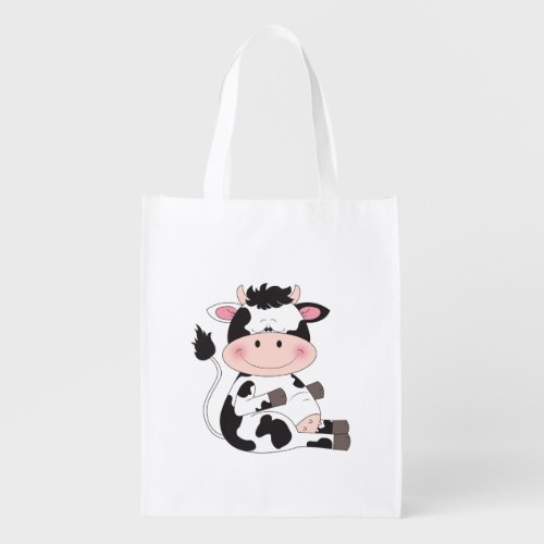 Cute Cow Cartoon Grocery Bag