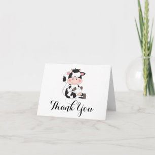 Cute Cow Cartoon Letterpress Thank You Card