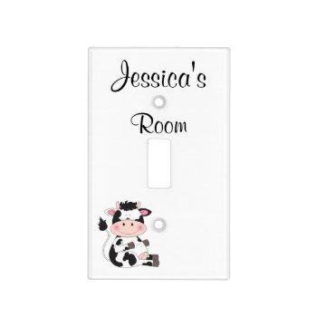 Cute Cow Cartoon Light Switch Cover by HeeHeeCreations at Zazzle
