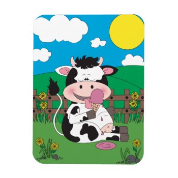 Cute Cow Cartoon Magnet by HeeHeeCreations at Zazzle