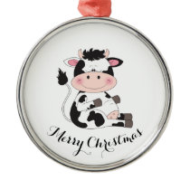 Cute Cow Cartoon Metal Ornament