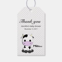 Cute cow cartoon polka dots baby shower thank you