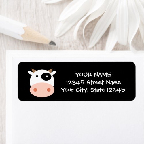 Cute cow cartoon Return Address Label