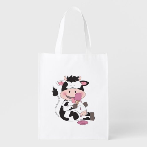 Cute Cow Cartoon Reusable Grocery Bag