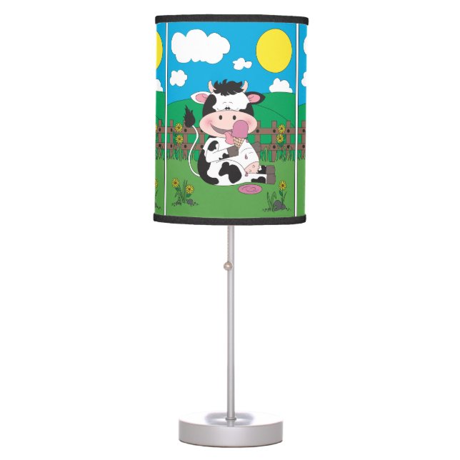 Cute Cow Cartoon Table Lamp (Front)