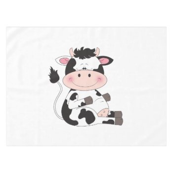 Cute Cow Cartoon Tablecloth by HeeHeeCreations at Zazzle