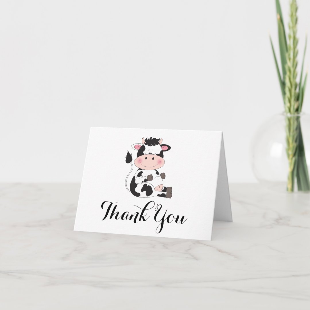 Cute Cow Cartoon Thank You Card | Zazzle